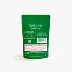 Green refill pouch of Chili Lime crushed pepper flakes with red and white text on a white background showing nutritional information and ingredients